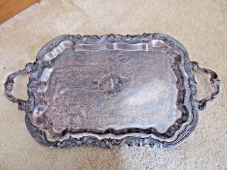 Antique Fb Rogers Silver Plated 28 " Tray Heavy Large Ornate