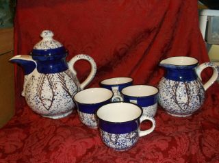 Oxford Of Brazil 6 Pc.  Coffee/tea Pot Serving Set With Fishes Design.