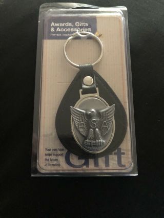 Boy Scouts Bsa Eagle Scout Fine Pewter Leather Key Ring