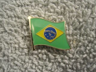 Brazil National Colors Flag Lapel Pin " Brasil " Brass/enamel Brazil Flag Pin