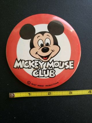 Vintage Pinback Button Mickey Mouse Club Walt Disney Productions