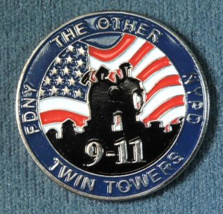 York Police Fire Fdny Nypd 911 9 - 11 Twin Towers American Flag Pin Pinback