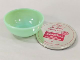 Vtg 1950s Fire - King Jadeite Premium Sealtest Chili Bowl St Louis Dairy Lid Cover