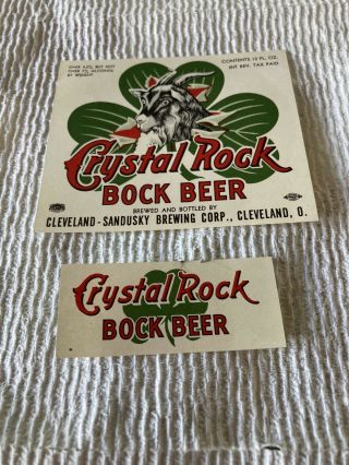 1949 Bock Beer Label Crystal Rock Cleveland Sandusky Brewing Ohio 12 Oz