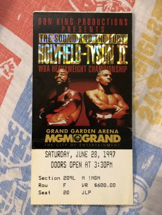 Vintage 1997 Stubless Boxing Ticket Mike Tyson Vs Holyfield