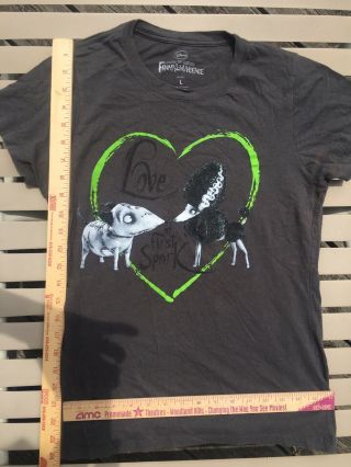 Disney Frankenweenie Sparky Ladies Fitted T - Shirt Tim Burton Love At First Spark