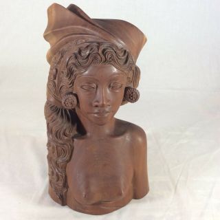 Vintage Mid Century Modern Wooden Female Sculpture