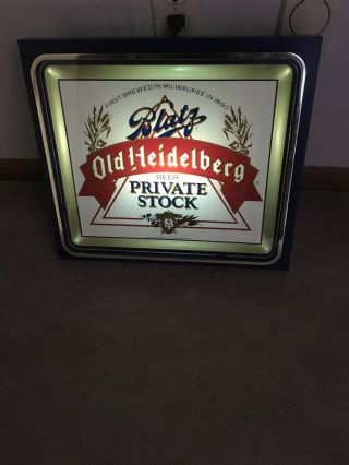 Vintage Blatz Old Heidelberg Private Stock Lighted Beer Sign