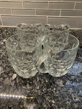 Set Of 4 Ravenhead Dimpled Glass Beer Mug/pint Pub Mug Made In England