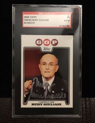 Rudy Giuliani 2008 Topps Autographed Signed Politics Card Sgc C08 - Rg Fg