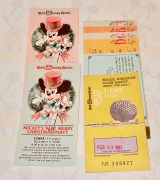 Disney World Expired Admission & Event Tickets - 3 & Book; 1983 & 1988
