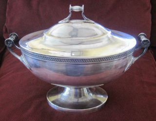Gorham Co.  Silver Soldered Silver Plated Handled Pedestal Covered Serving Bowl