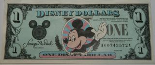 Disney Dollars $1 Mickey Series 1990 - A00743572A - The Walt Disney Company 3