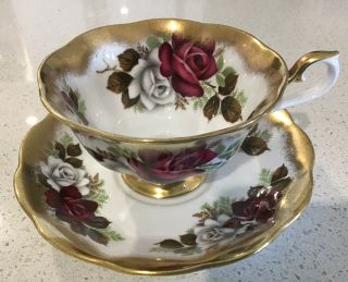 Vintage Royal Albert Treasure Chest Series,  Teacup & Saucer,  Roses,  Lavish Gold