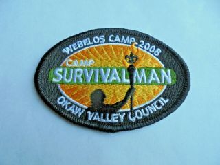 2008 Bsa Boy Scouts Webelos Camp Survival Man Okaw Valley Council Cloth Patch