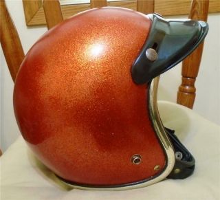 Vintage Arthur Fulmer Af 20 Metal Flake Motorcycle Helmet With Visor Old