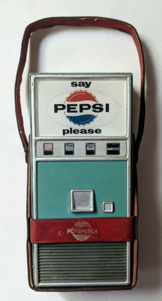Vintage 1960s Pepsi Cola Cooler Transistor Radio W/ Case For Repair