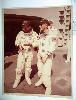 Gemini 11 / Orig 4x5 Nasa Issued Transparency - Astronauts Aboard Recovery Ship