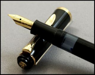 Vintage Pelikan Tradition M 150 Fountain Pen Black And Gray