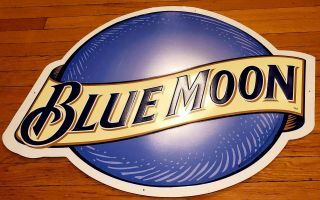 Blue Moon Beer Advertisement Metal Sign Large Round 24in