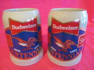Budweiser North & South Dakota Centennial Steins 1889 - 1989 West Germany