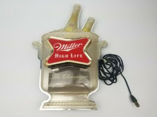 Vintage Miller High Life Light Up 3 Bottle Bucket Beer Sign No.  F - 1031 Defective