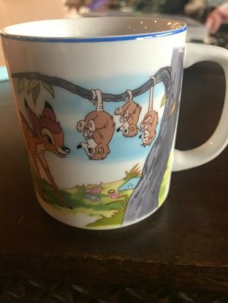 Vintage Bambi Thumper Flower Coffee Cup Mug Disneyland Walt Disney World Japan