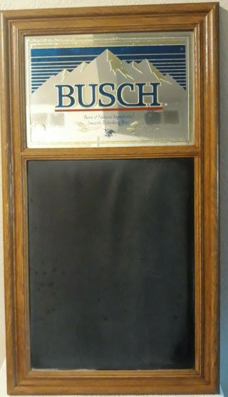 Rare Vintage Busch Beer Sign Mirror Chalkboard 1985 Faux Wood Mancave Bar
