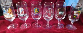 Set Of 6 Vintage German Beer Pilsner Glasses Gold Rim.  From Western Germany.  33l