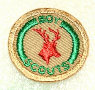 Red Deer Boy Scout Stalker Proficiency Award Badge Tan Cloth Troop Large