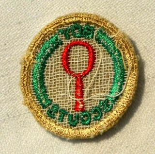 Magnifying Glass Boy Scout Stamp Collector Proficiency Award Badge Tan cloth 2