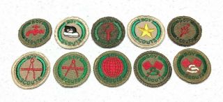 Magnifying Glass Boy Scout Stamp Collector Proficiency Award Badge Tan cloth 3