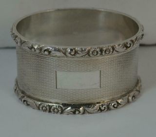 Quality Heavy Sterling Silver Napkin Ring With Blank Cartouche