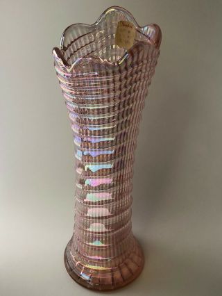 Vintage Imperial Pink Carnival Ripple Vase
