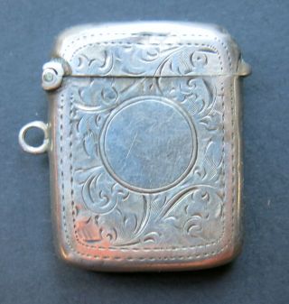 Antique British Sterling Silver Vesta Case By S.  Blanckensee & Son Ltd C.  1906