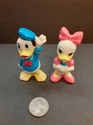 Vintage Donald And Daisy Duck Ceramic Figurines,  Walt Disney Productions,  Japan