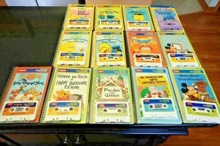 13 Vtg Playskool Talk N Play Cassette Tapes & Books Reading Sesame Street Disney