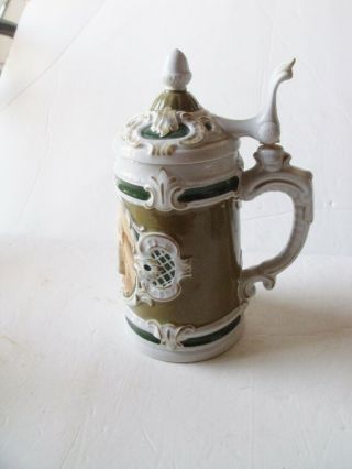 Rams Head All Ceramic Lidded Vintage Stein Unter Weiss Bach 1882 Made In Gdr