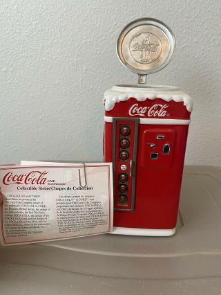 Coca Cola Vintage Holiday Vending Machine Stein With Certificate Of Authenticity