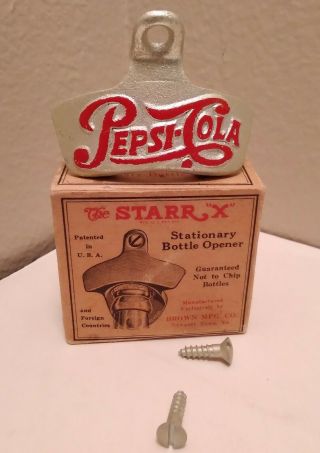 Vintage Pepsi Cola Starr X Stationary Wall Mount Bottle Cap Opener