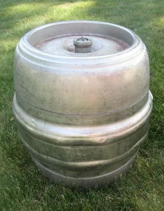 Vintage 1/4 Barrel Empty Beer Keg Stainless Steel 7.  5 Gallon Heilemann Wood Bung