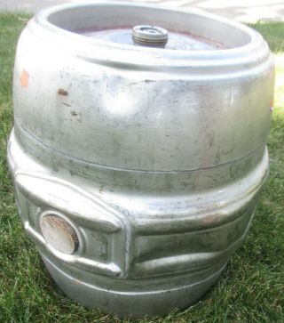 VINTAGE 1/4 Barrel Empty Beer Keg Stainless Steel 7.  5 Gallon HEILEMANN WOOD BUNG 3