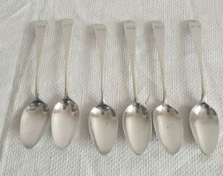 Set Of 6 Hallmarked Solid Silver Georgian Teaspoons - London 1795