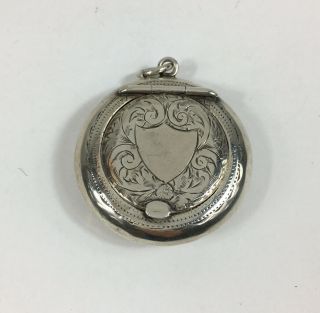 Antique Solid Silver Travelling Compact A/f Damage 4cm In Diameter