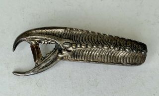 Heavy Vintage Silver Plated Brass Crab Lobster Claw Eagle Talon Bottle Opener