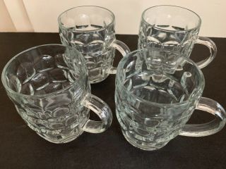 4 Ravenhead England Dimple Pub Pint Crystal Beer Mugs Vintage Glass Steins 19 Oz