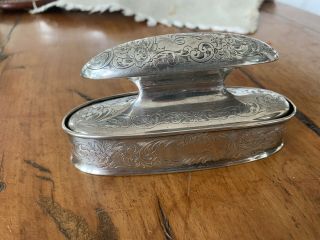 Antique English Sterling Silver Nail Buffer & Sterling Holder Tray
