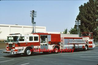 Fire Apparatus Slide,  Squad 6,  Orange / Ca,  2000 Seagrave Tiller Rescue