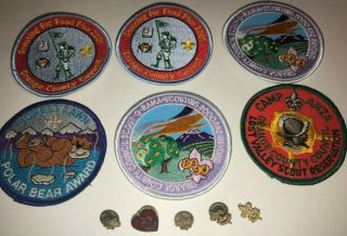 5 BSA Boy Scout Patches & uniform Pins Camp Anza,  Scout - o - Rama 80/90 3