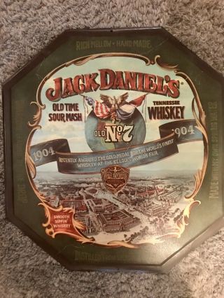Jack Daniels Whiskey 1904 St.  Louis Worlds Fair Gold Medal Tin Sign 16 " X 17 "
